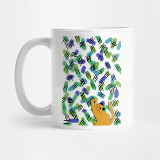 Artist cat creating colorful doodle scratch art Mug
